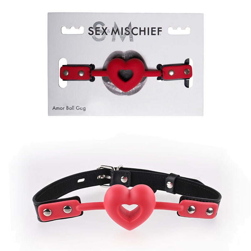 Sex & mischief - amor ball gag - Product front view and box front view | Flirtybay.com.au