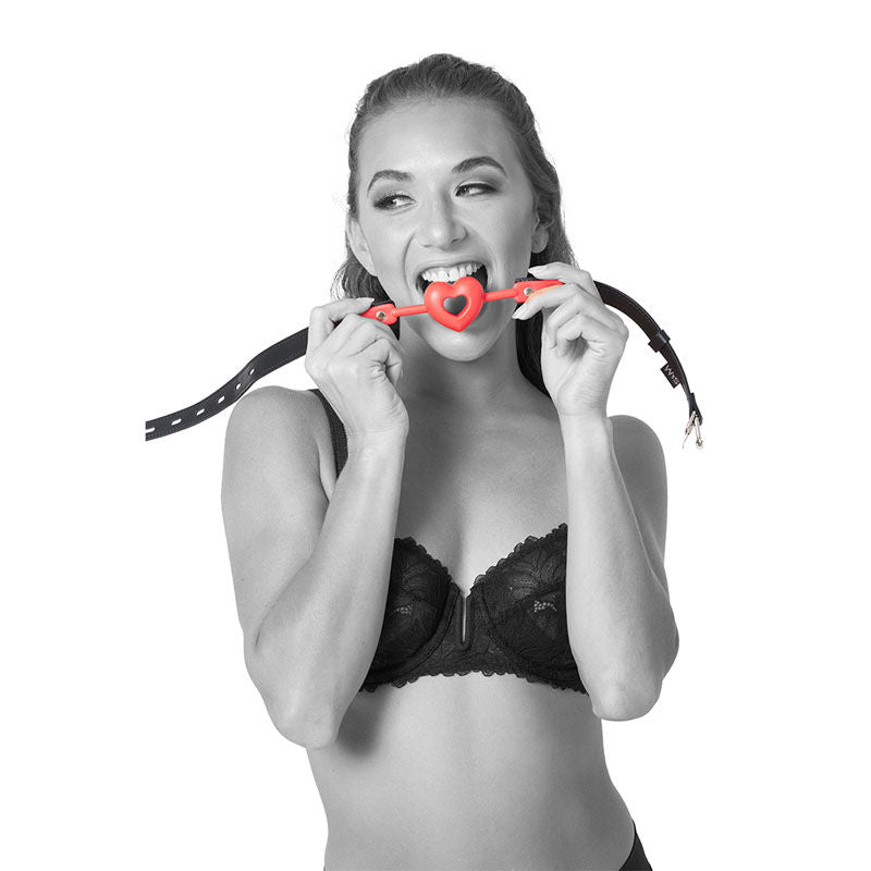 Sex & mischief - amor ball gag - Product side view, in the mouth  | Flirtybay.com.au