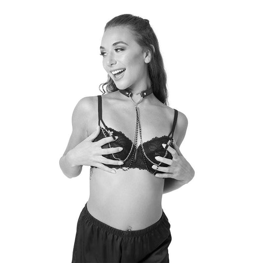 Sex & mischief - amor collar with nipple clamps - Product side view  | Flirtybay.com.au