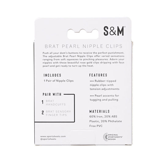 Sex & mischief - brat pearl nipple clips -  box back view | Flirtybay.com.au