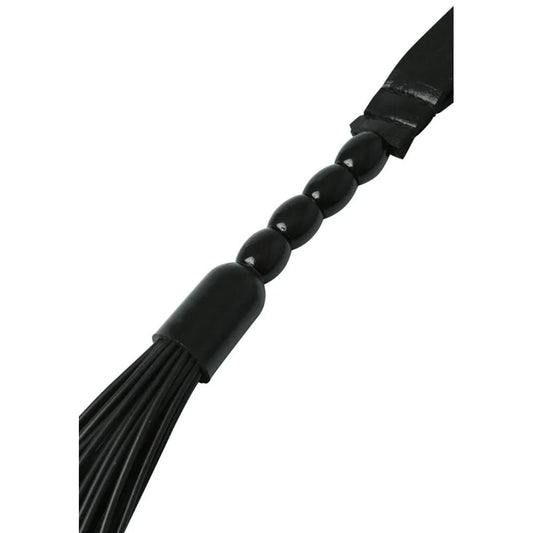 Sex & mischief noir - flogger - Product side view, focus on beads  | Flirtybay.com.au