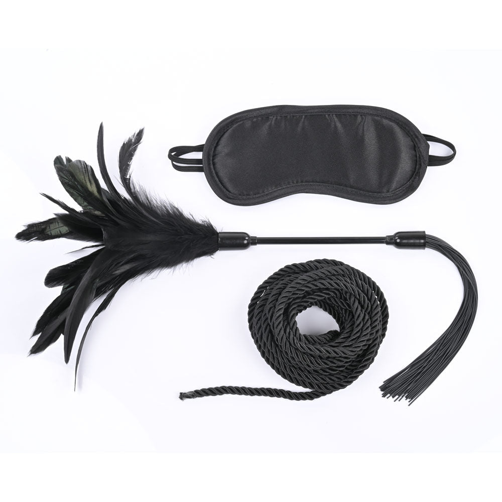 Sex & mischief - shadow tie and tickle kit - Product top view  | Flirtybay.com.au