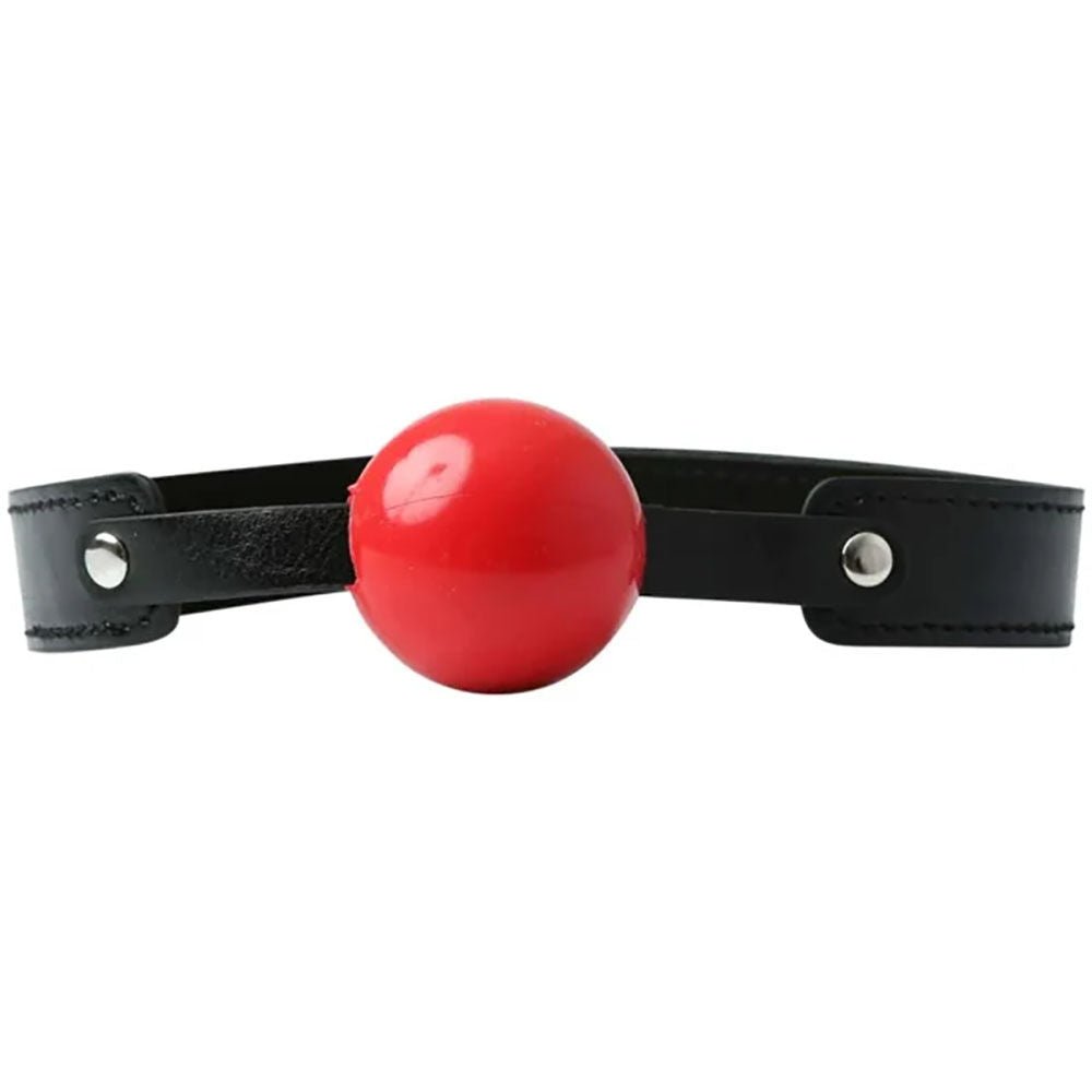 Sex & mischief - solid red ball gag - Product front view, focus on ball  | Flirtybay.com.au