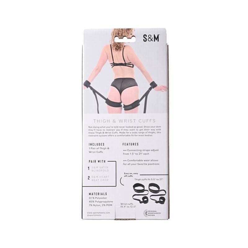 Sex & mischief - thigh & wrist cuffs -  box back view | Flirtybay.com.au
