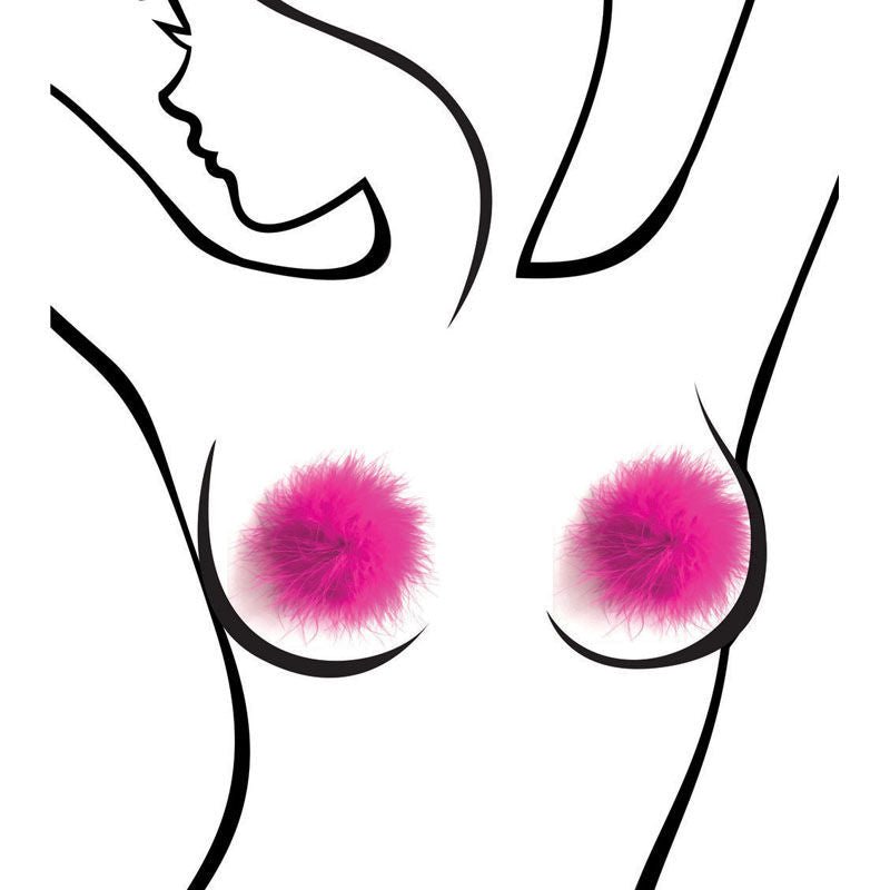 Sexy af - nipple couture marabou - pink pasties - Product front view  | Flirtybay.com.au