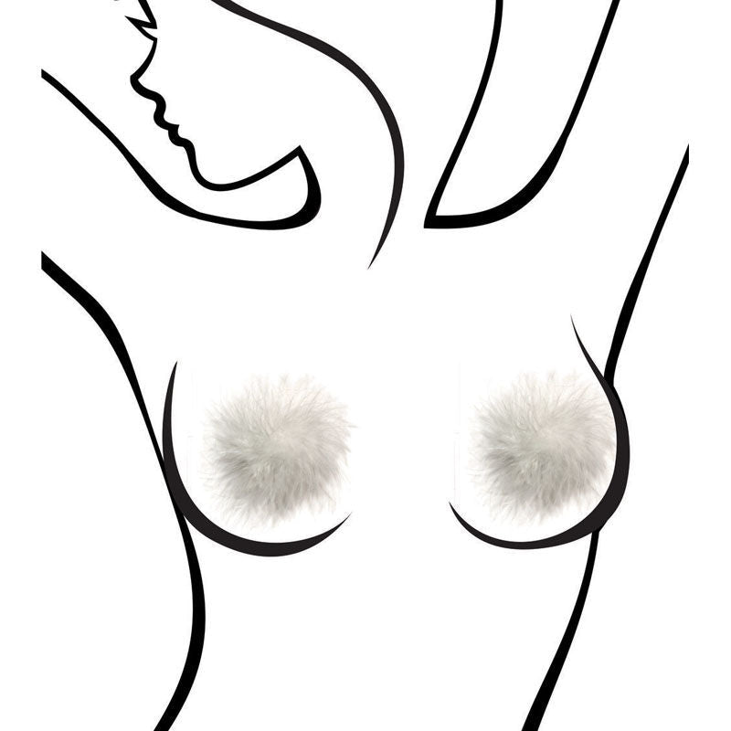Sexy af - nipple couture marabou - white pasties - Product front view  | Flirtybay.com.au