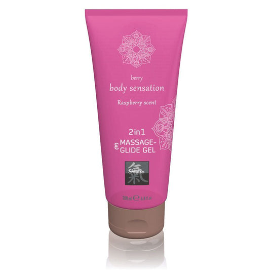 Shiatsu - 2in1 massage & glide gel - raspberry, Product front view  | Flirtybay.com.au