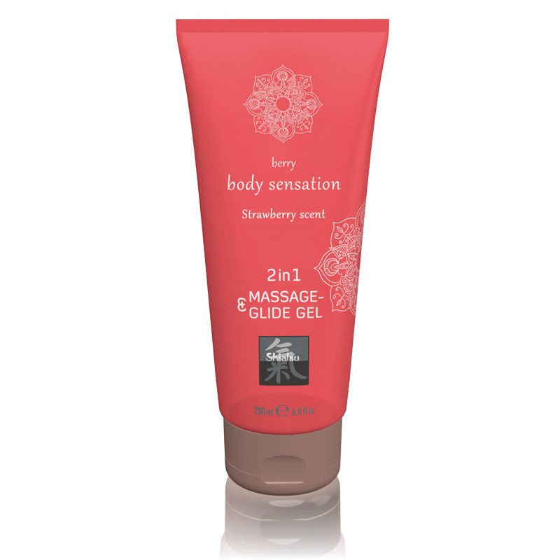 Shiatsu - 2in1 massage & glide gel - strawberry, Product front view  | Flirtybay.com.au
