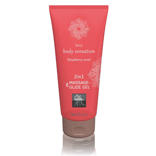 Shiatsu - 2in1 massage & glide gel - strawberry, Product front view  | Flirtybay.com.au