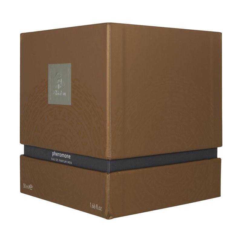 Shiatsu pheromone eau de parfum men - grey -  box side view | Flirtybay.com.au