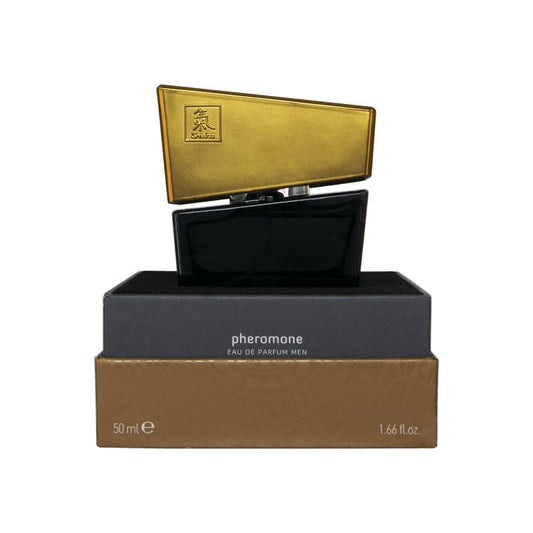 Shiatsu pheromone eau de parfum men - grey - Product front view and box front view | Flirtybay.com.au