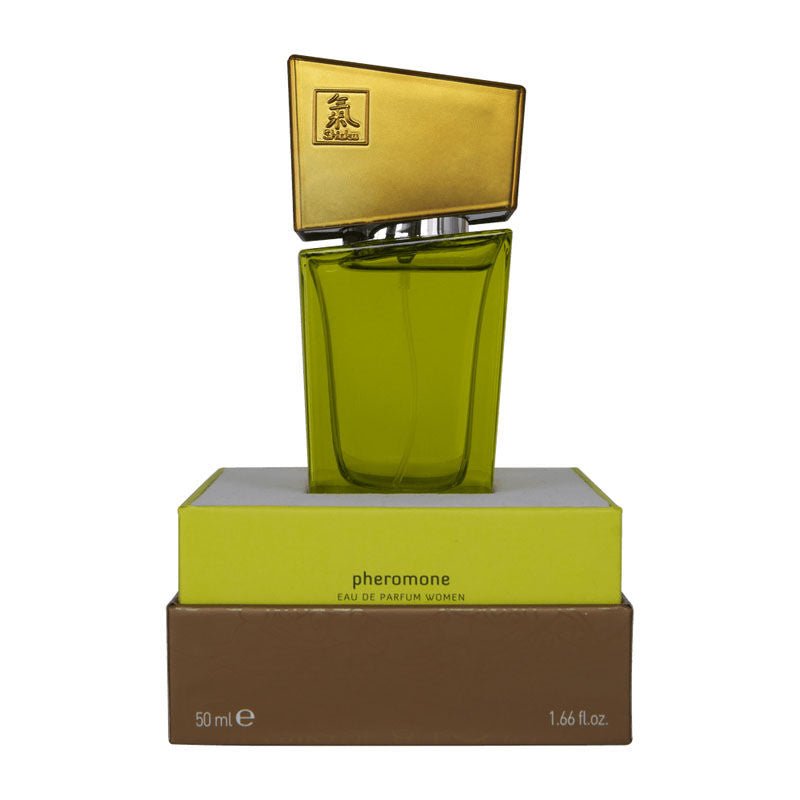 Shiatsu - pheromone eau de parfum women - lime - Product front view and box front view | Flirtybay.com.au