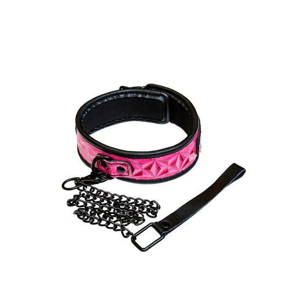 Sinful - pink bondage collar - Product front view  | Flirtybay.com.au