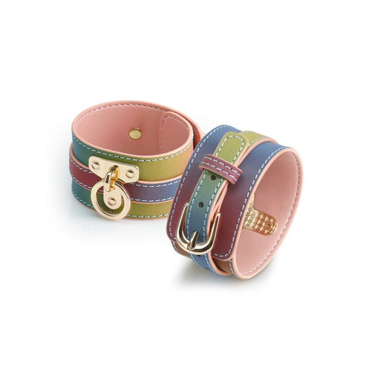 Spectra bondage - ankle cuffs - rainbow - Product front view  | Flirtybay.com.au