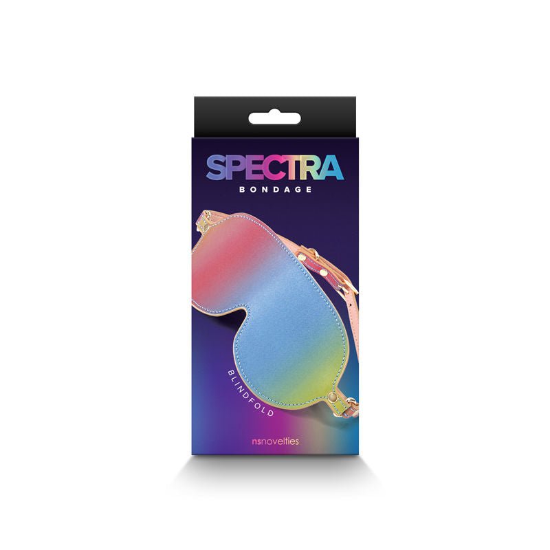 Spectra bondage - blindfold - rainbow -  box front view | Flirtybay.com.au