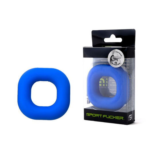 Sport fucker - big boner cock ring - blue, Product front view and box side view | Flirtybay.com.au