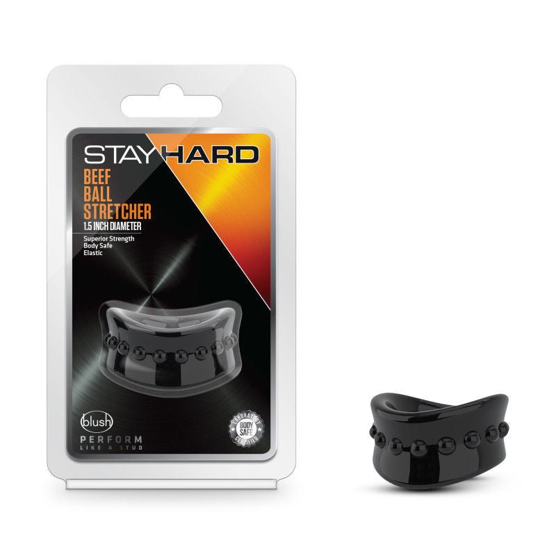 Stay hard - beef ball stretcher - Product front view and box front view | Flirtybay.com.au