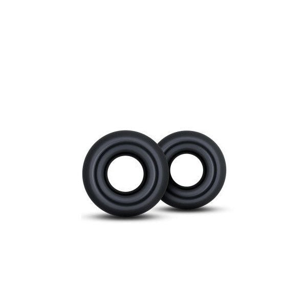 Stay hard - donut cock rings black oversized - Product front view and box front view | Flirtybay.com.au