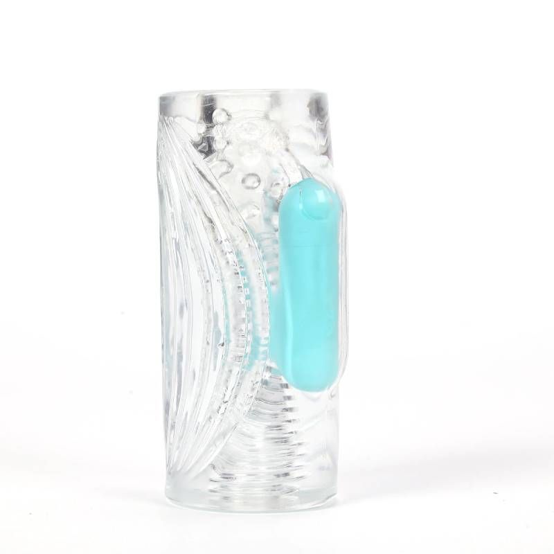 Front view of the Maia Aster - Stroker - Male Masturbator, showing the bullet vibrator inside the sleeve, on a clean white background | Flirty Bay Adult Store Perth