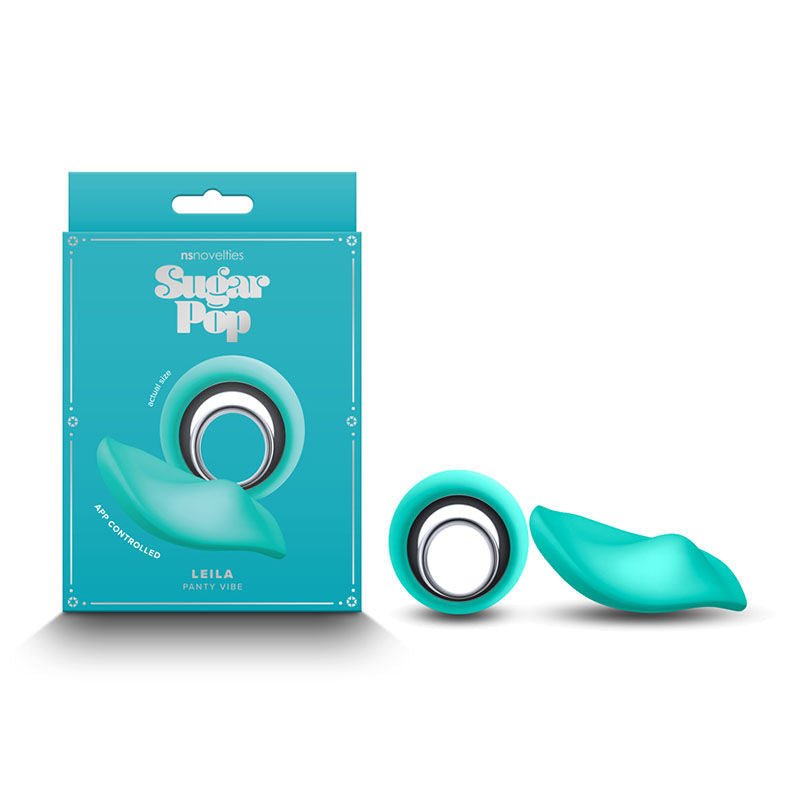 Sugar pop leila - remote control panty vibrator - teal, Product front view and box front view | Flirtybay.com.au