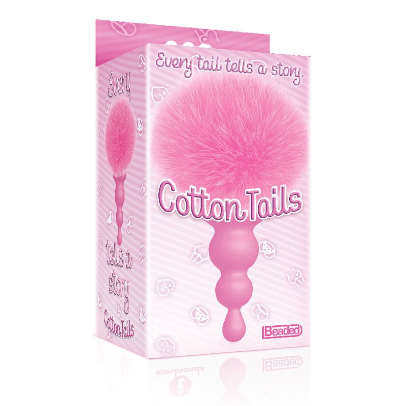 The 9's cottontails, beaded butt plug -  pink, box side view | Flirtybay.com.au
