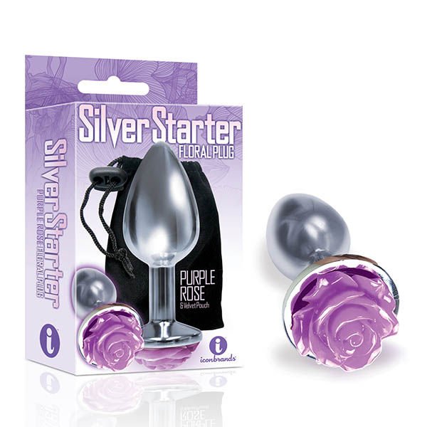 The 9's - the silver starter - butt plug - Product side view and box side view | Flirtybay.com.au