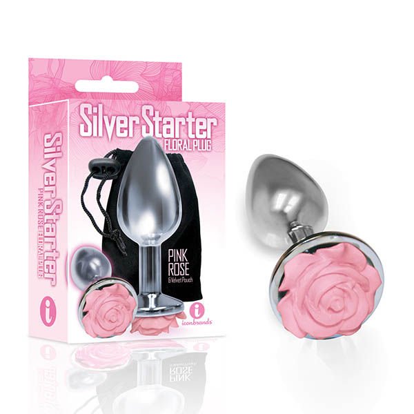 The 9's - the silver starter - pink butt plug - Product side view and box side view | Flirtybay.com.au