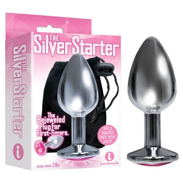 The silver starter - butt plug - pink, Product front view and box front view | Flirtybay.com.au