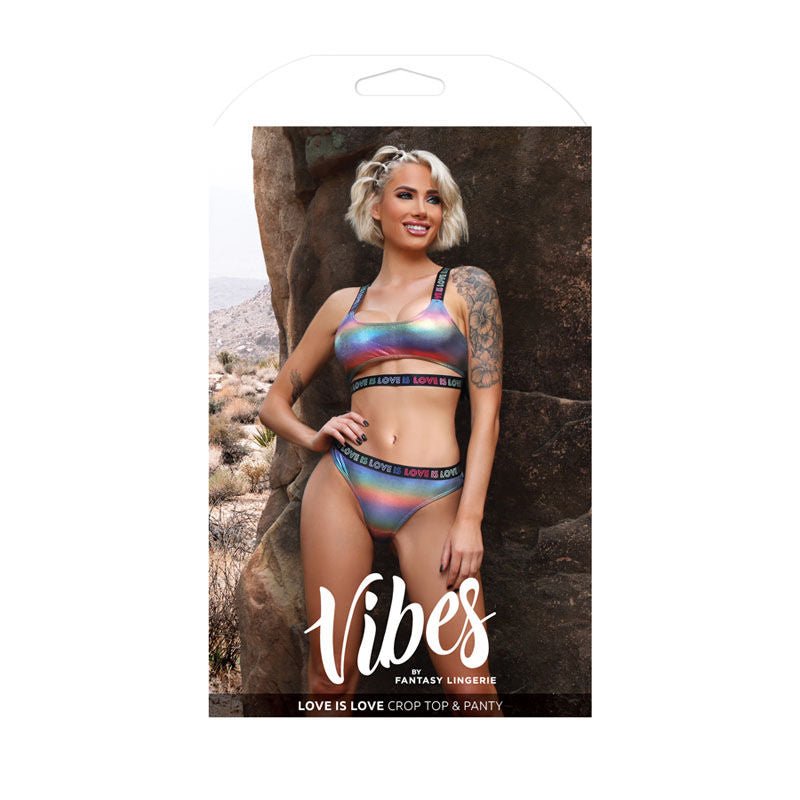 Vibes - love is love -  crop top & panty -  box front view | Flirtybay.com.au