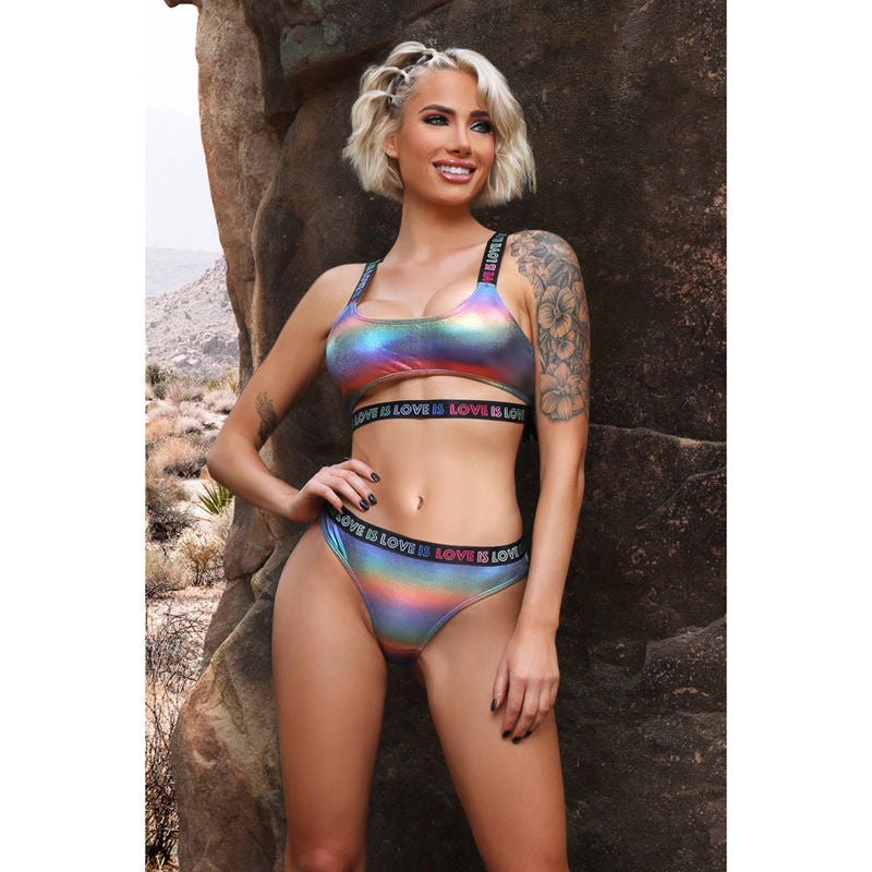 Vibes - love is love -  crop top & panty - Product front view  | Flirtybay.com.au