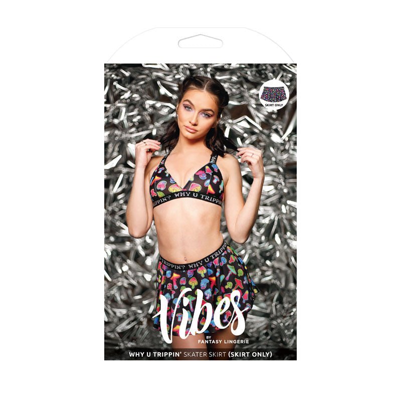 Vibes - why u trippin' - skater skirt (skirt only) -  box front view | Flirtybay.com.au