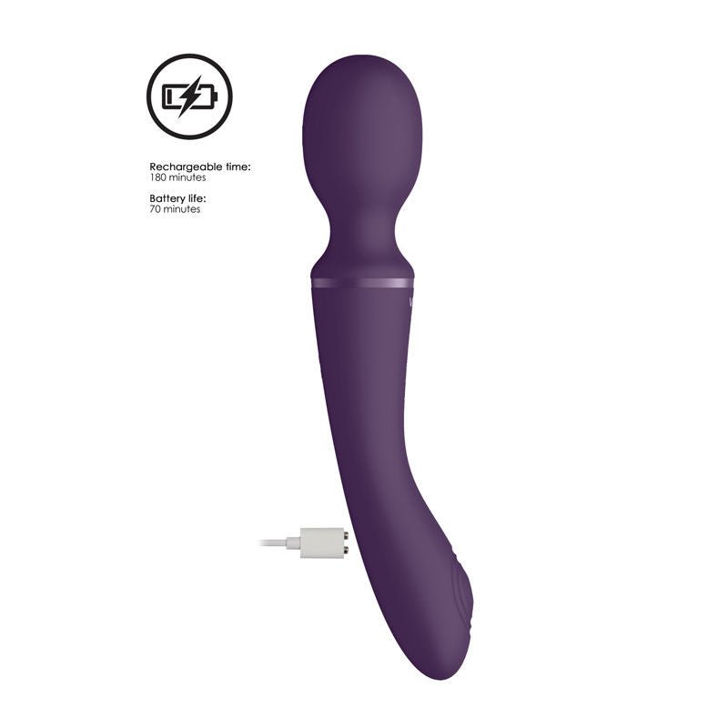Vive - enora - vibrating wand - Product front view, focus on charger  | Flirtybay.com.au