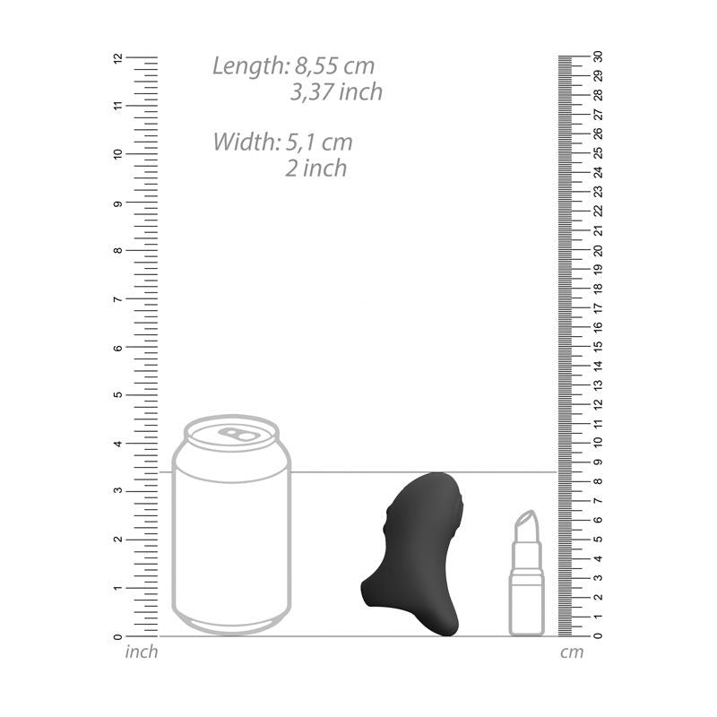 Vive - hana - clitoral finger vibrator - Product front view, with dimensions  | Flirtybay.com.au