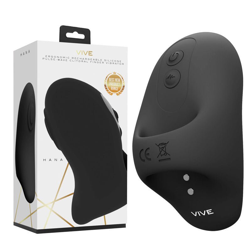 Vive - hana - clitoral finger vibrator - Product side view and box side view | Flirtybay.com.au
