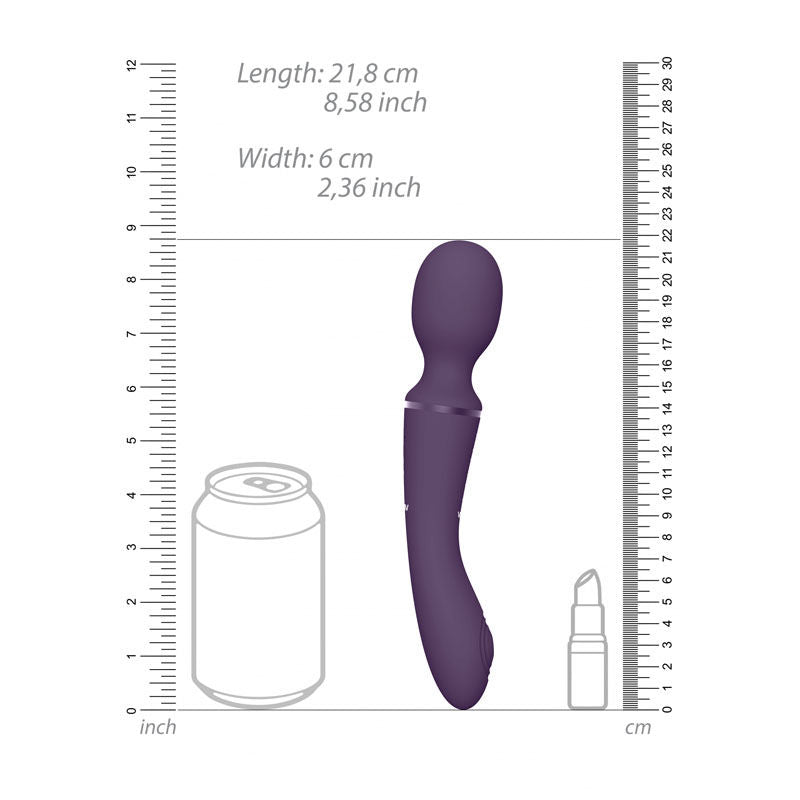 Vive - nami - vibrating wand and g-spot vibrator - Product front view, with dimensions  | Flirtybay.com.au