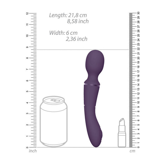 Vive - nami - vibrating wand and g-spot vibrator - Product front view, with dimensions  | Flirtybay.com.au