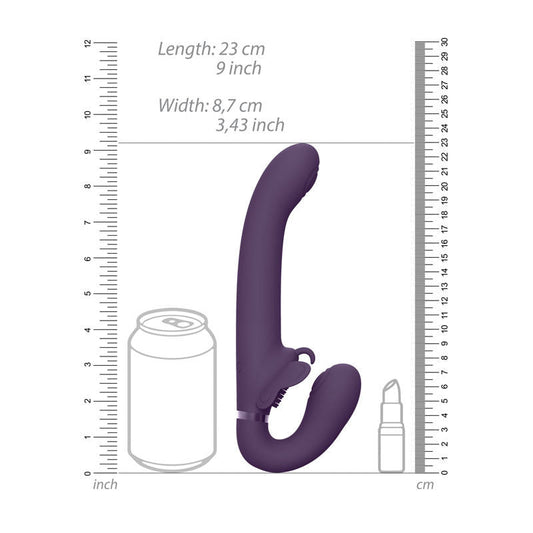 Vive - satu - strapless strap-on - Product front view, with dimensions  | Flirtybay.com.au
