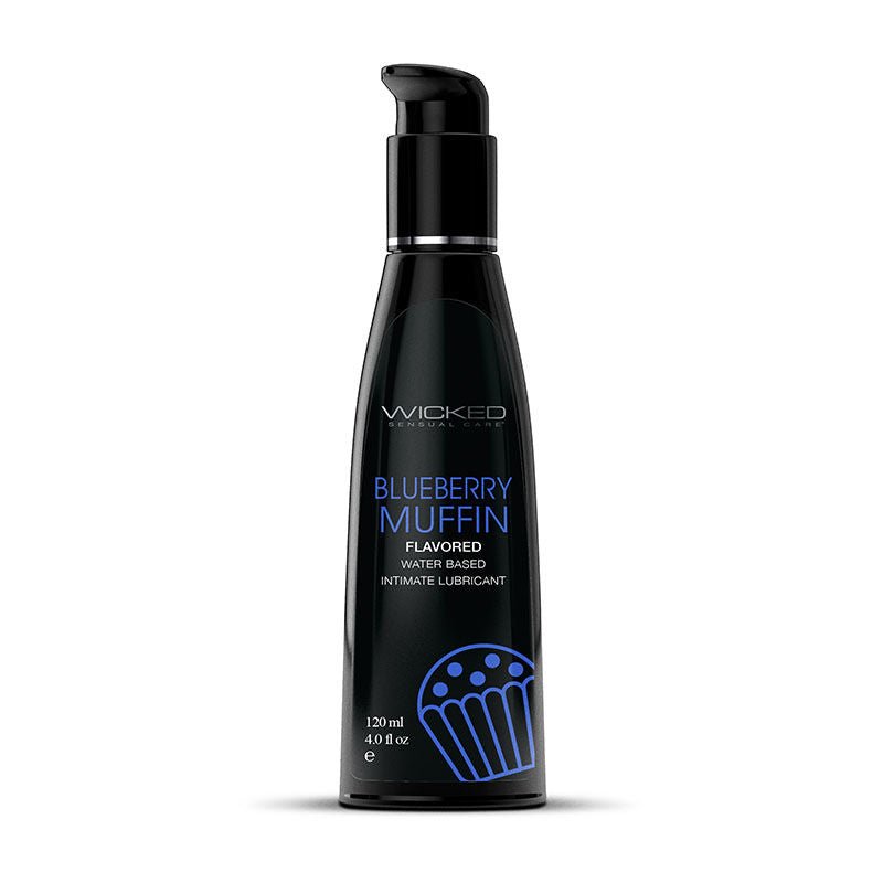 Wicked aqua - flavoured water-based lubricant 120 ml - blueberry muffin, Product front view  | Flirtybay.com.au