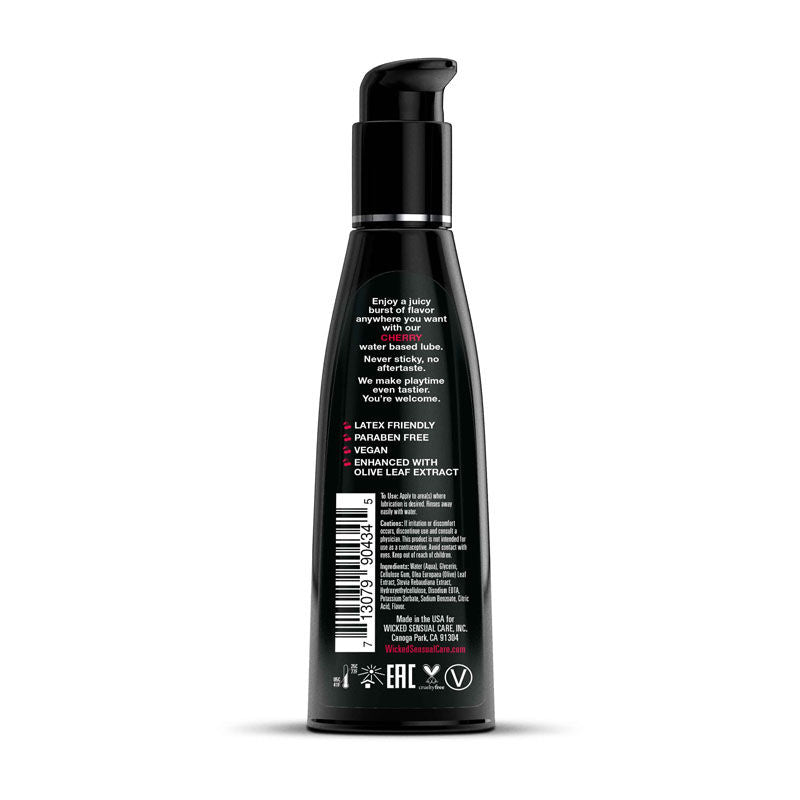 Wicked aqua - flavoured water-based lubricant 120 ml - cherry, Product back view  | Flirtybay.com.au