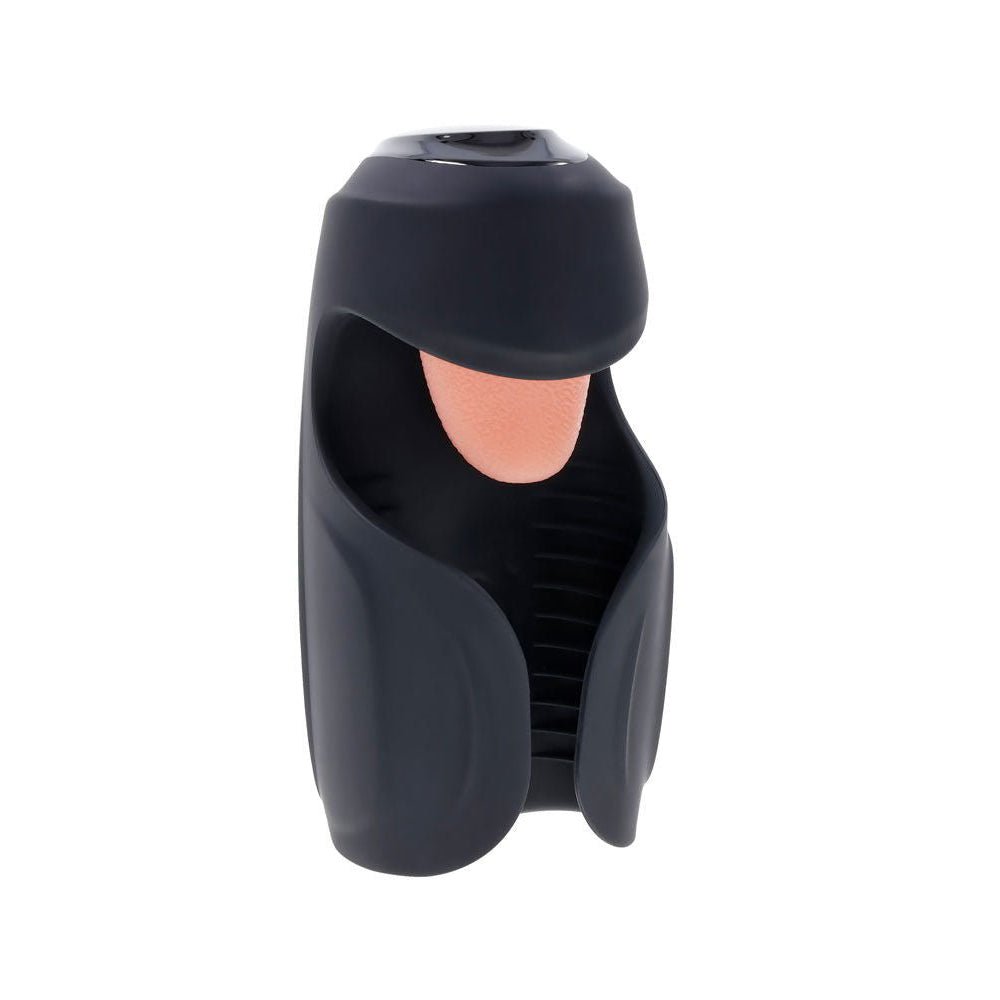 Front view of the Zero Tolerance Lick the Tip vibrating male masturbator, designed for intense tip stimulation with realistic tongue motion on a clean background | Flirty Bay adult store Perth