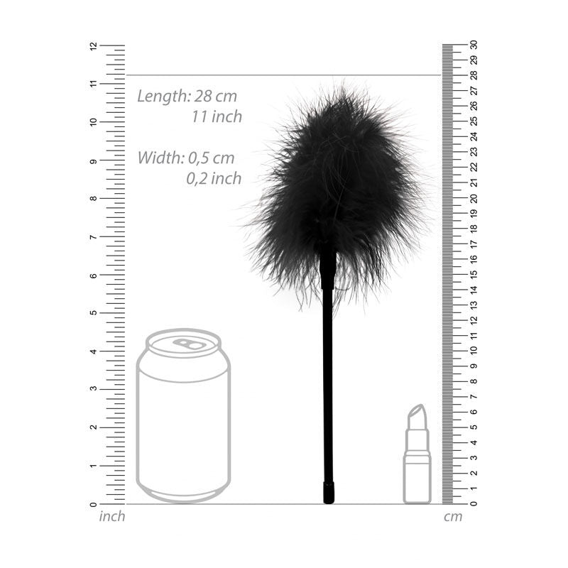 Black and white feather tickler by OUCH! for sensual foreplay and erotic teasing, size features | Flirty bay online adult store, adult toys and lingerie