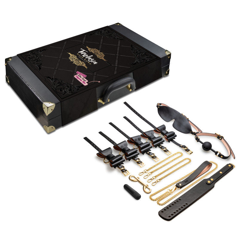 Temptasia bondage kit with suitcase packaging front view  | Flirty Bay Adult Store Australia, bondage toys